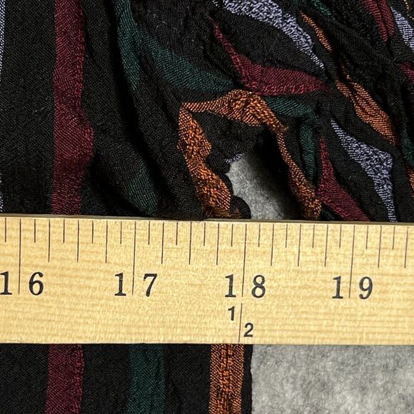 Tru Luxe Jeans Striped Embroidered Peasant Blouse Shirt Womens M Fringe - Picture 7 of 17